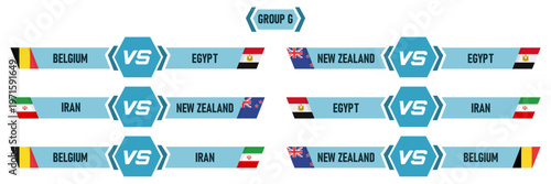 Group G Match Schedule: Belgium, Egypt, New Zealand, and Iran in International Sports Event