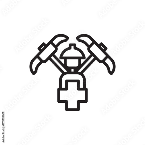 Mine rescuer icon symbolizing emergency response, representing specialized rescue hardware, breathing tools, subsurface safety gear, extraction systems, and industrial disaster recovery logistics.