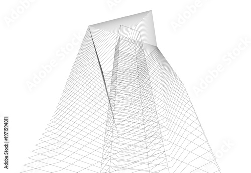 abstract buildings, architectural drawing 3d