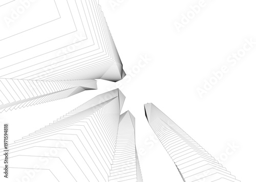 abstract buildings, architectural drawing 3d