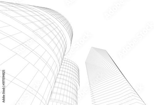 abstract buildings, architectural drawing 3d
