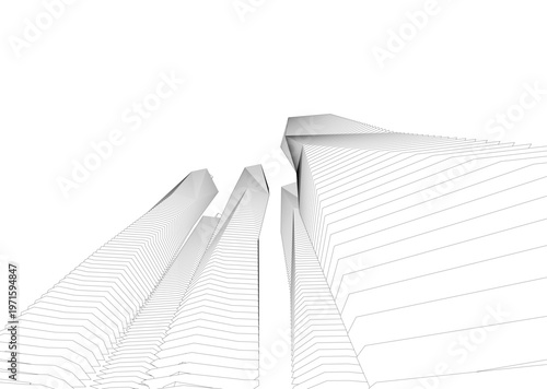 abstract buildings, architectural drawing 3d