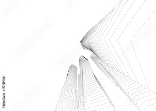 abstract buildings, architectural drawing 3d