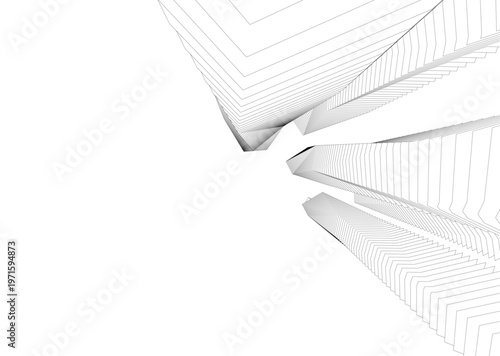 abstract buildings, architectural drawing 3d