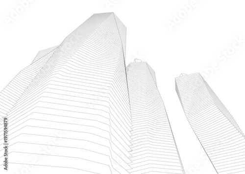 abstract buildings, architectural drawing 3d