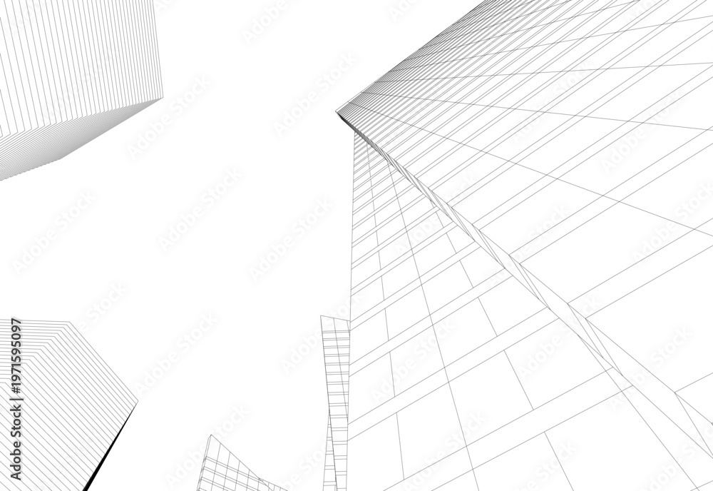 Naklejka premium abstract buildings, architectural drawing 3d