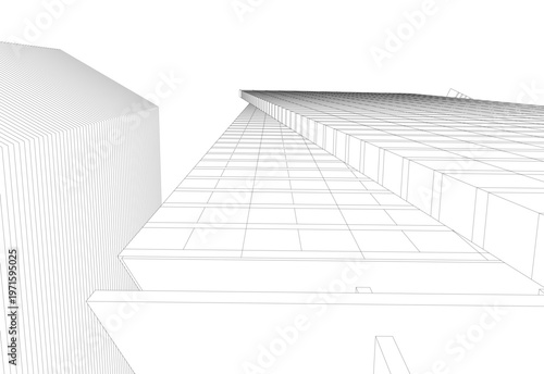 abstract buildings, architectural drawing 3d
