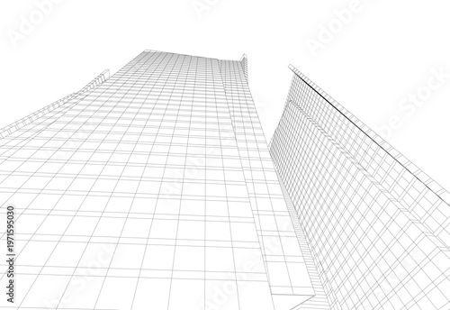 abstract buildings, architectural drawing 3d