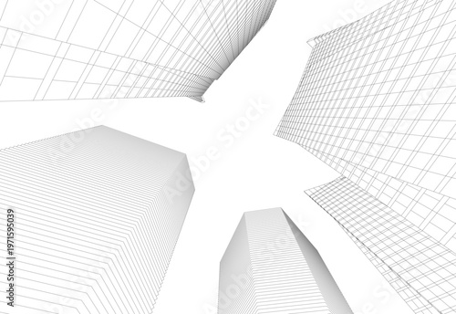 abstract buildings, architectural drawing 3d