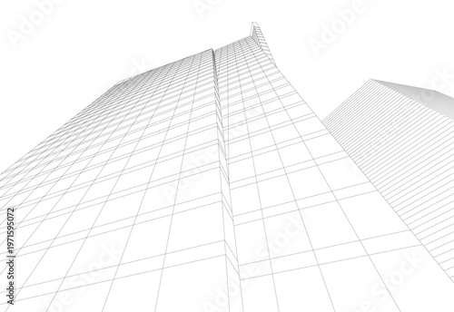 abstract buildings, architectural drawing 3d