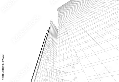 abstract buildings, architectural drawing 3d
