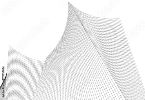 abstract buildings, architectural drawing 3d