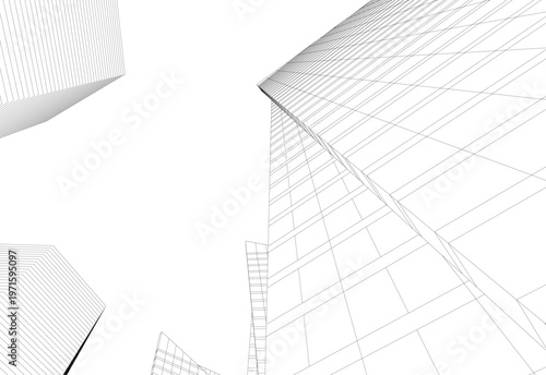 abstract buildings, architectural drawing 3d