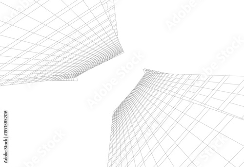 abstract buildings, architectural drawing 3d