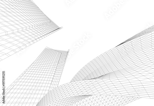 abstract buildings, architectural drawing 3d
