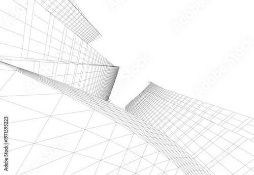 abstract buildings, architectural drawing 3d
