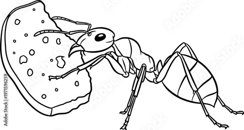 cartoon ant carrying large clock on leaf isolated illustration