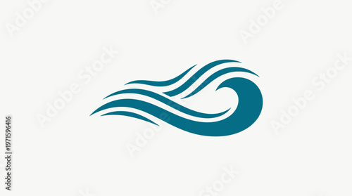 Abstract Teal Wave Logo Design
