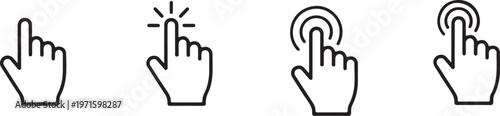 Vector hand icons for clicking and pointing