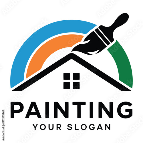Creative logo design for a painting company emphasizing house renovation and color application
