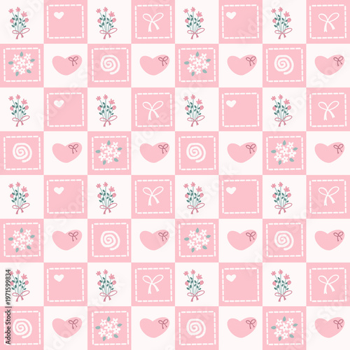 seamless pattern with pink flowers