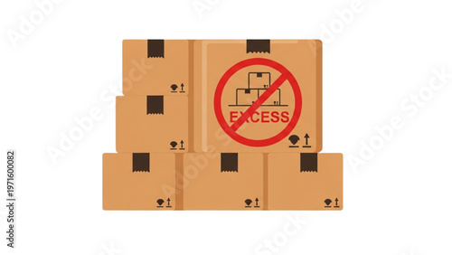 Overproduction Waste Icon for Lean Six Sigma, Stacked Inventory Boxes with Excess Symbol, Muda Reduction and Supply Chain Optimization Vector Graphic