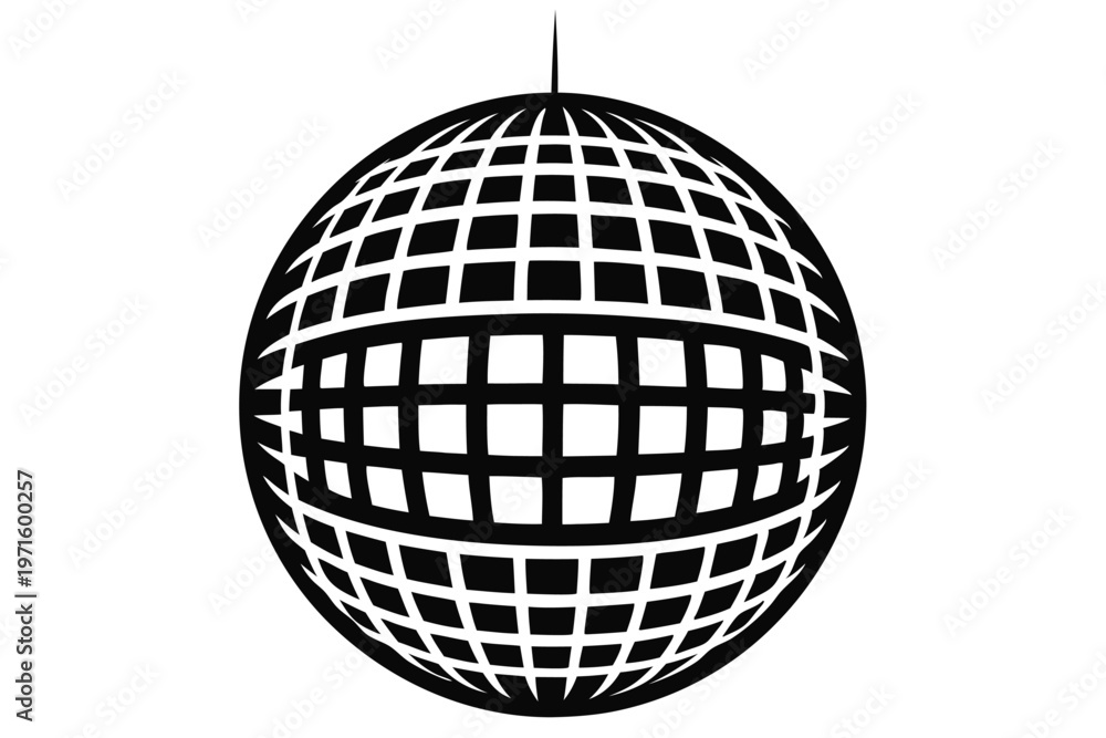 Obraz premium disco ball silhouette line art vector illustration