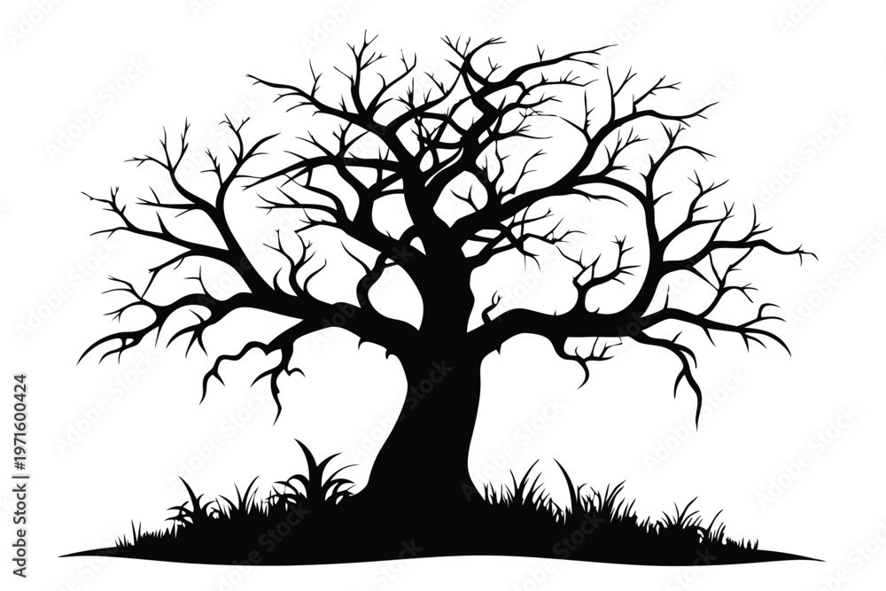 Fototapeta premium dead tree silhouette line art vector illustration