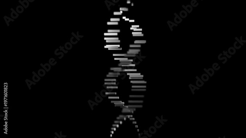 abstract dna strand on black background, seamless loopig