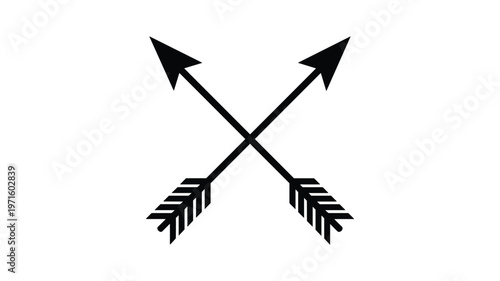 Two keywords black crossed arrows with fletching on a white background