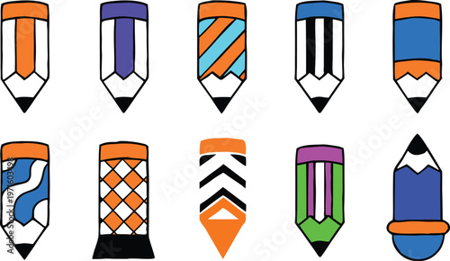 Colorful pencil collection a whimsical illustration of writing and drawing tools