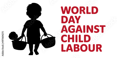 A silhouette illustration representing the awareness campaign for world day against child labour Vector, illustration