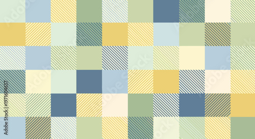 Harmonized pastel pattern combining solids and diagonal hatch effects.