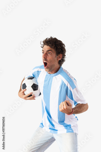 Man wearing an Argentina football jersey