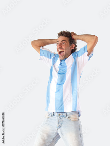 Man wearing an Argentina football jersey