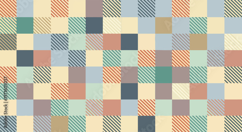 Minimalist tile design mixing soft colors and diagonal stripe patterns.