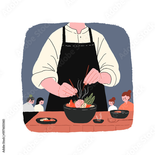 Chef Crafting Authentic Local Cuisine in Rustic Kitchen