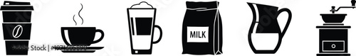 Coffee brewing methods collection a black and white illustrated set