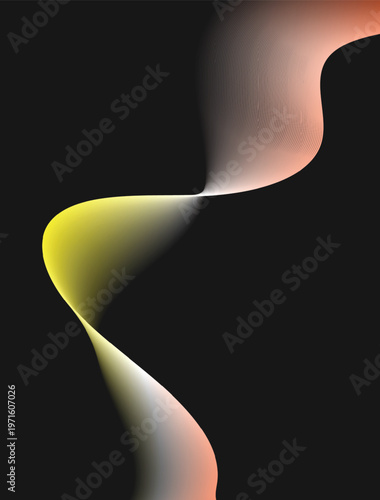 Title abstract flowing form a gradient of color and light description an abstract image featuring a flowing ribbon like form with a smooth