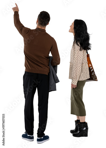 Tableau sur toile Man and woman looking at something and pointing at it