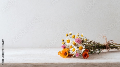 Charming Wildflower Bouquet on Rustic Table