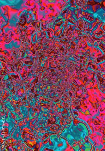 Visually unsettling composition of chaotic forms and manipulated colors creating a psychedelic and warped digital texture, glitch, depth, psychedelic
