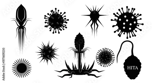 Bacteriophage and Virus Silhouettes - Microbe Collection