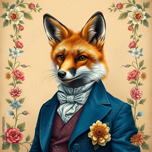 fox portrait Victorian style 