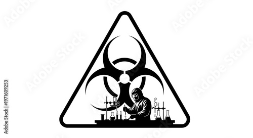 Biohazard Symbol and Scientist in Laboratory