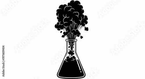Black Smoke Exploding From Laboratory Flask - Science Experiment Danger