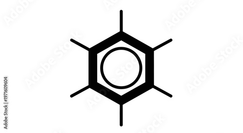Abstract Hexagonal Molecular Structure with Circle Inside, Science Symbol