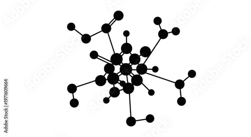 Abstract Molecular Structure, Black and White Atom Network