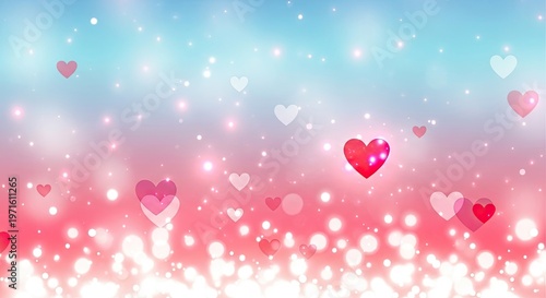 Floating hearts and sparkling lights a romantic and dreamy abstract background