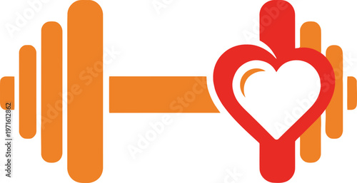 Healthy Fitness Heart and Dumbbell Gym Logo Template